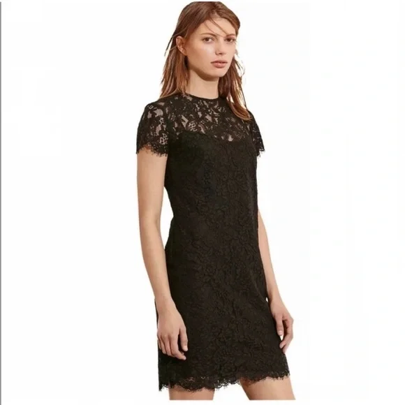 Ralph Lauren size 16 black lace mini shift dress. Black slip underneath. - Picture 2 of 15